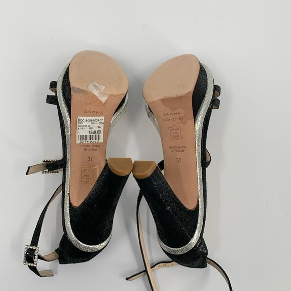 Sacha London Juvela strappy sandals black silver platform heel shoe crystal 37 7 - Picture 6 of 6